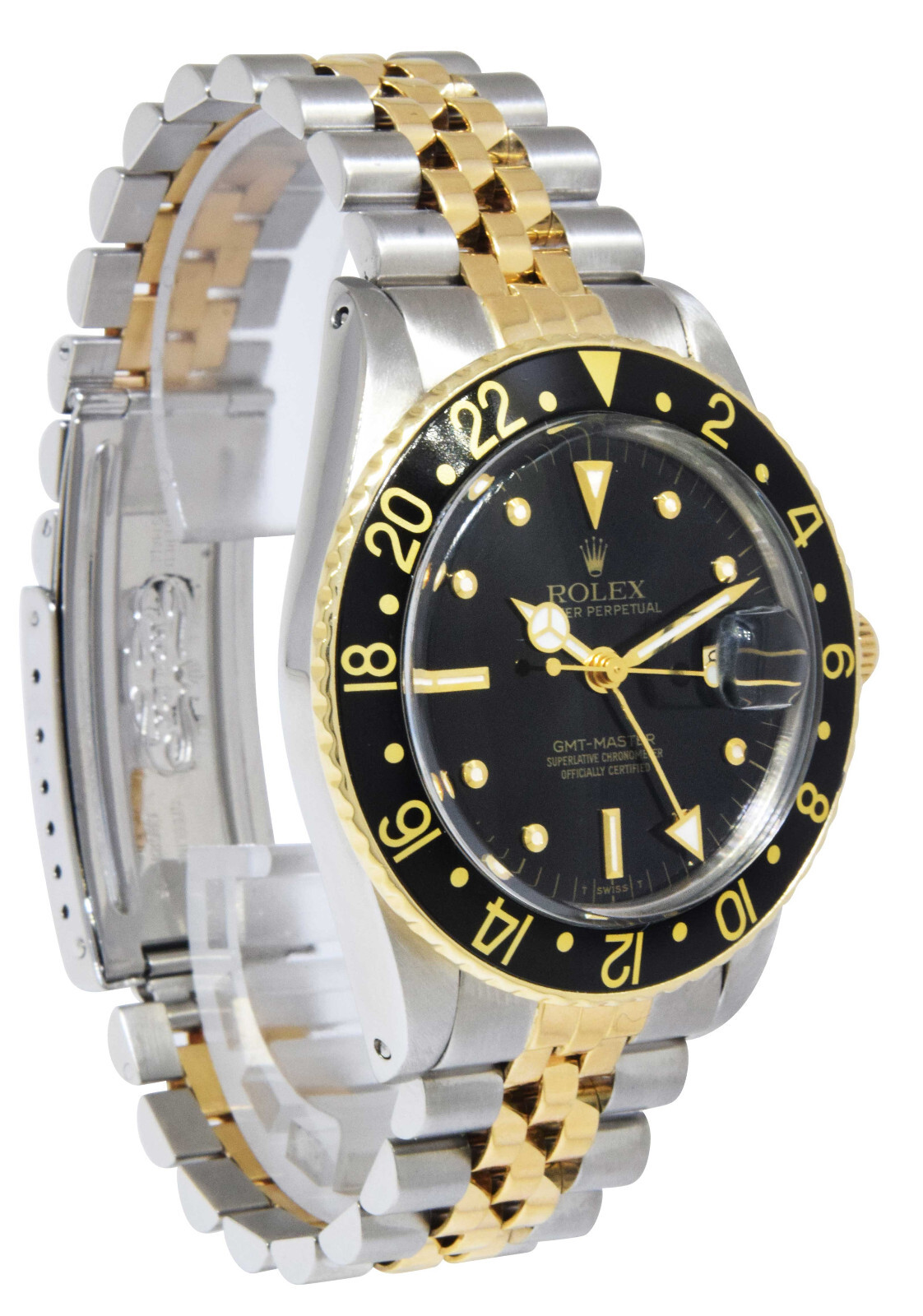 Rolex GMT-Master Jubilee 18k Gold/Steel Black Nipple Dial 40mm Watch '79 16753