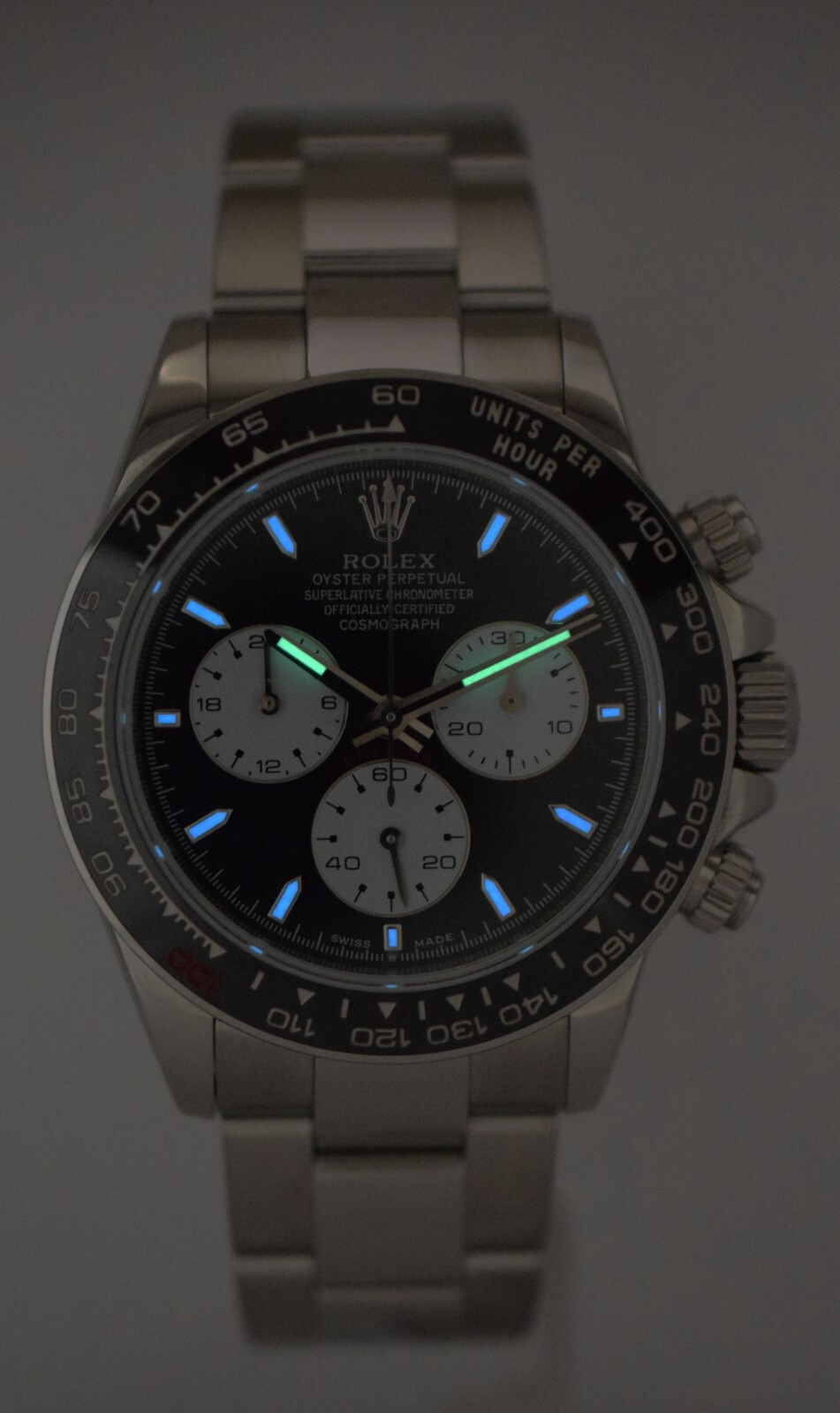Rolex Daytona Steel Black/White Dial Anniversary Custom Mens 40mm Watch Z 116520