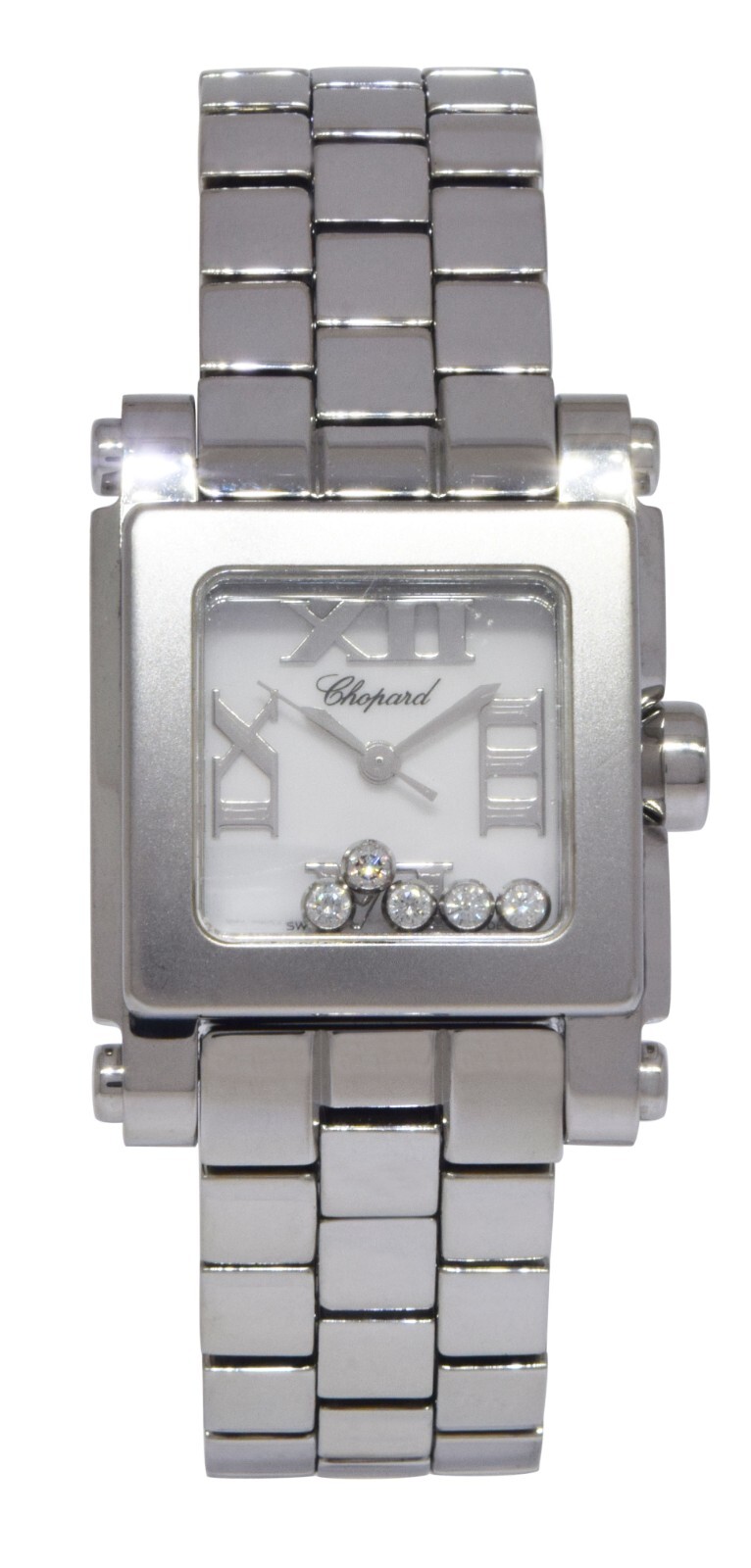 Chopard Happy Sport Square Steel 5 Floating Diamonds Ladies 24mm Watch 27/8516
