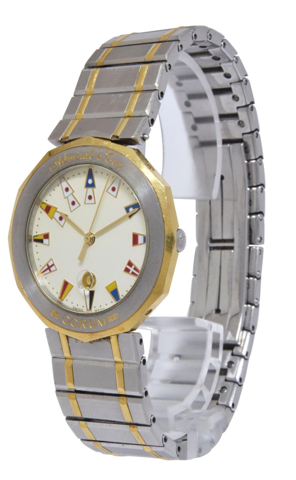 Corum Admirals Cup 18k Yellow Gold/Steel Mens 35mm Quartz Watch 99.810.21V52B