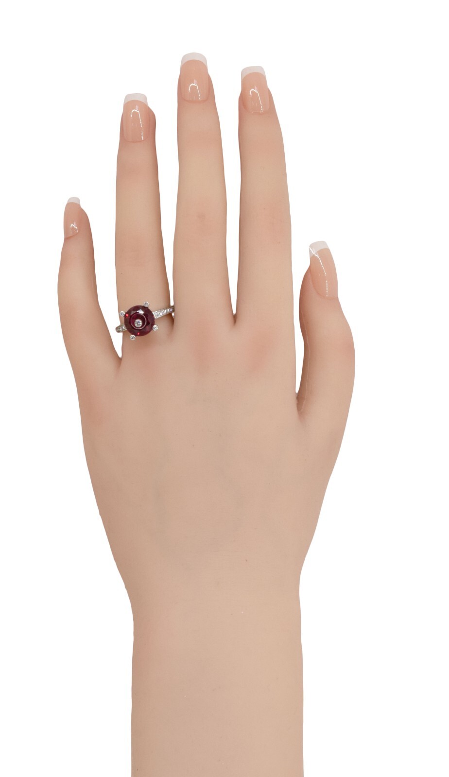 Chopard So Happy Red Stone & Diamond 18k White Gold Ring +Cert 826231-1308