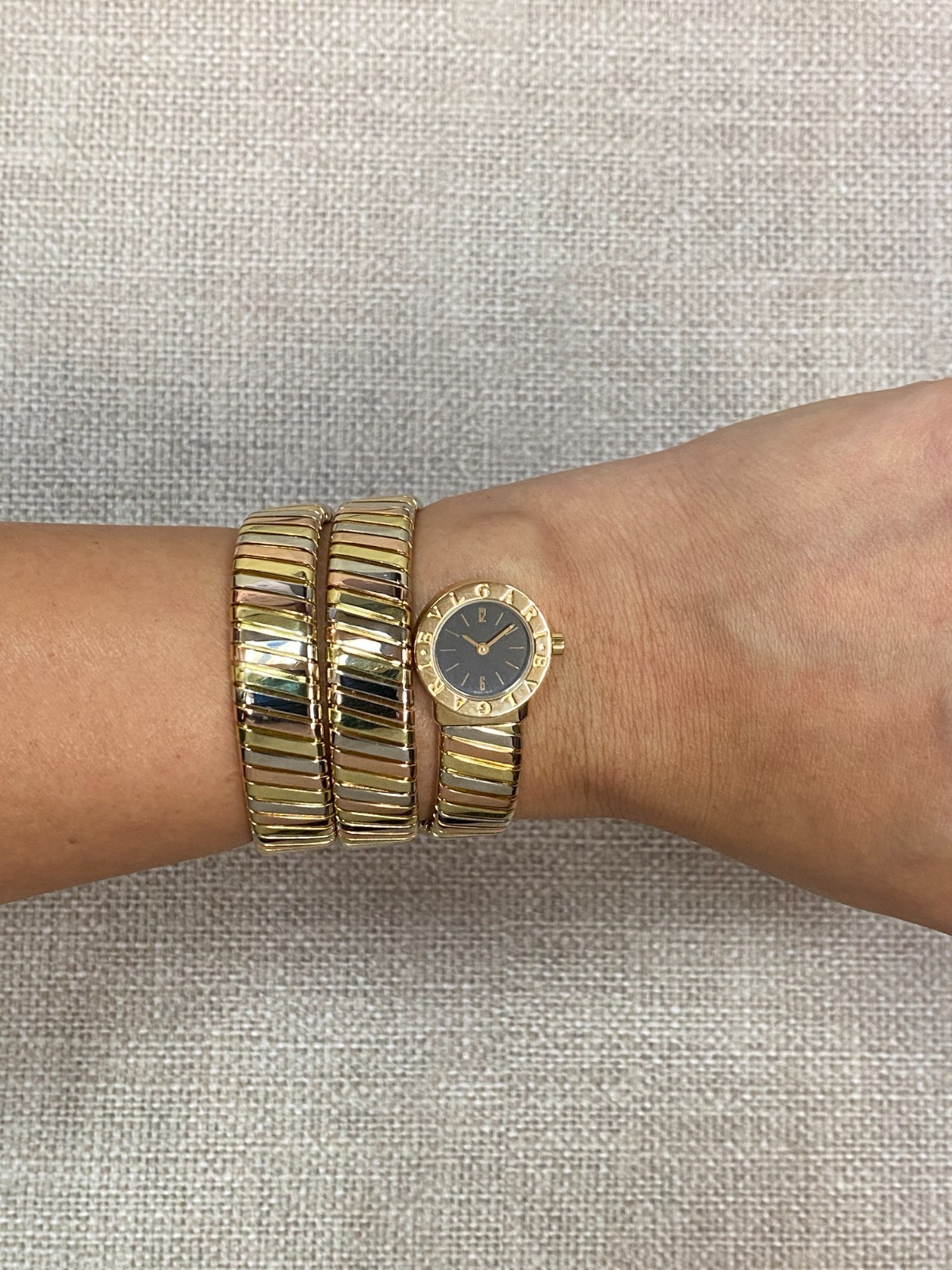 Bvlgari Serpenti Tubogas Yellow/White/Rose Tri-Tone Gold Ladies Watch BB191T