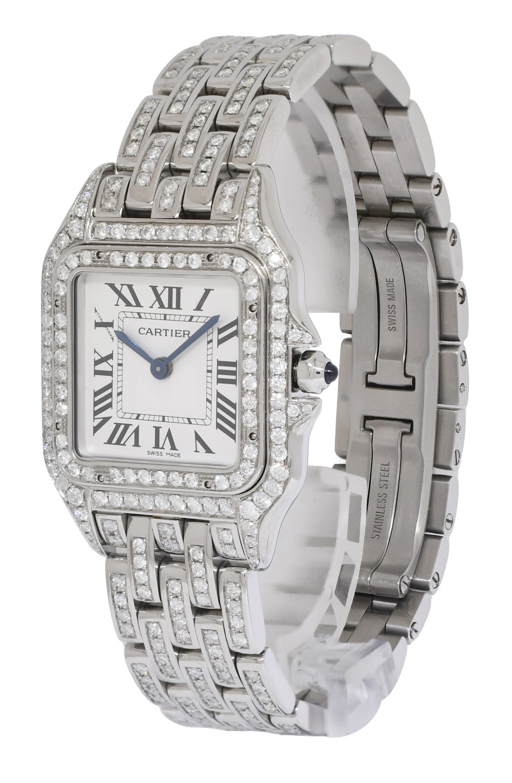 Cartier Panthere Medium Steel & Pave Diamond Quartz Watch WSPN0007 +CARD 4016