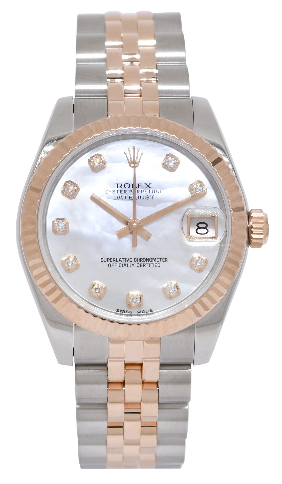 Rolex Datejust 18k Rose Gold/Steel MOP Diamond Dial Ladies 31mm Watch 178271