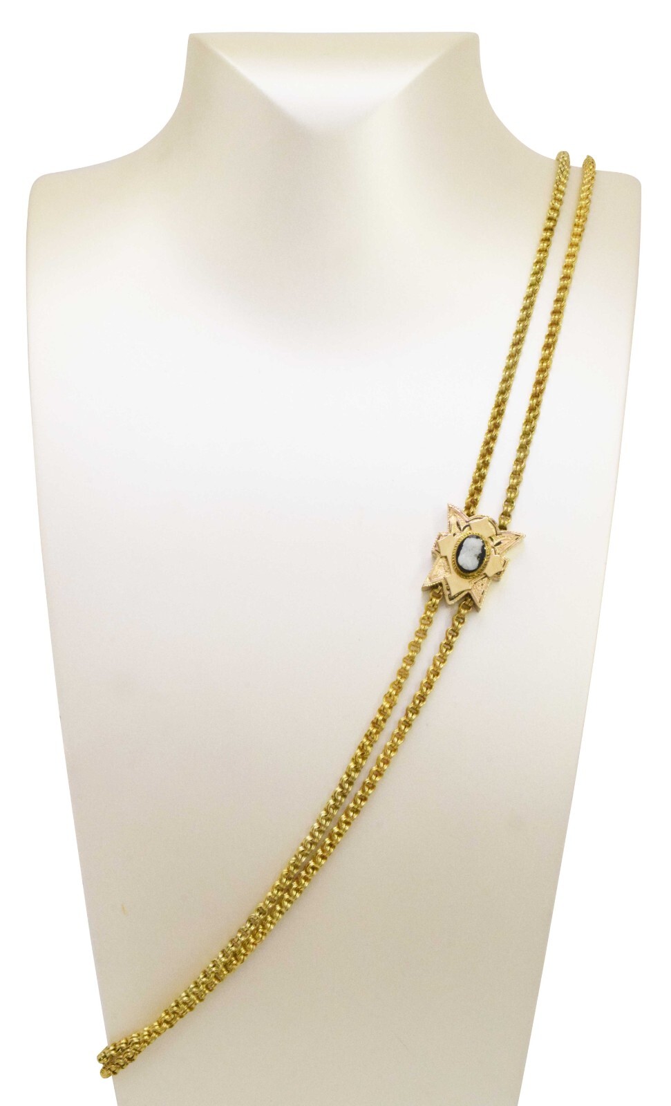 Ladies 14k Yellow Gold Lanyard Style Necklace with Cameo