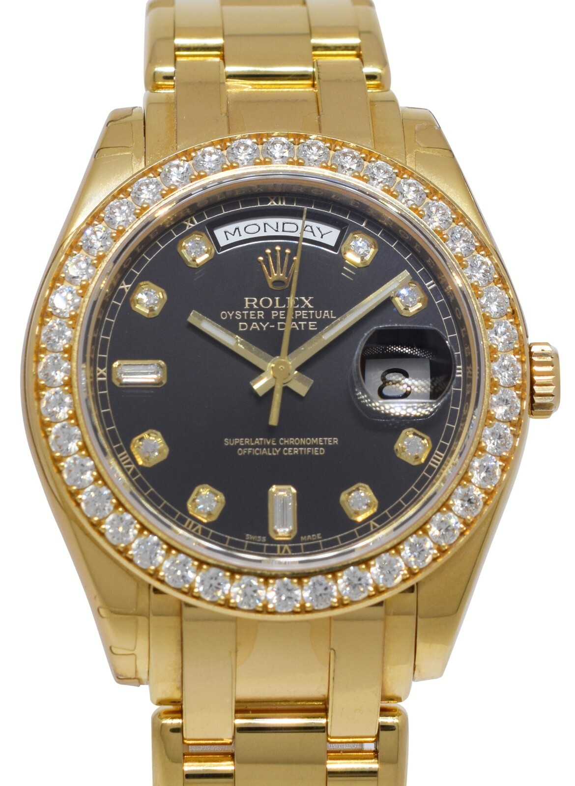 Rolex Masterpiece 18k Yellow Gold Black Diamond Dial/Bezel 39mm Watch 18948