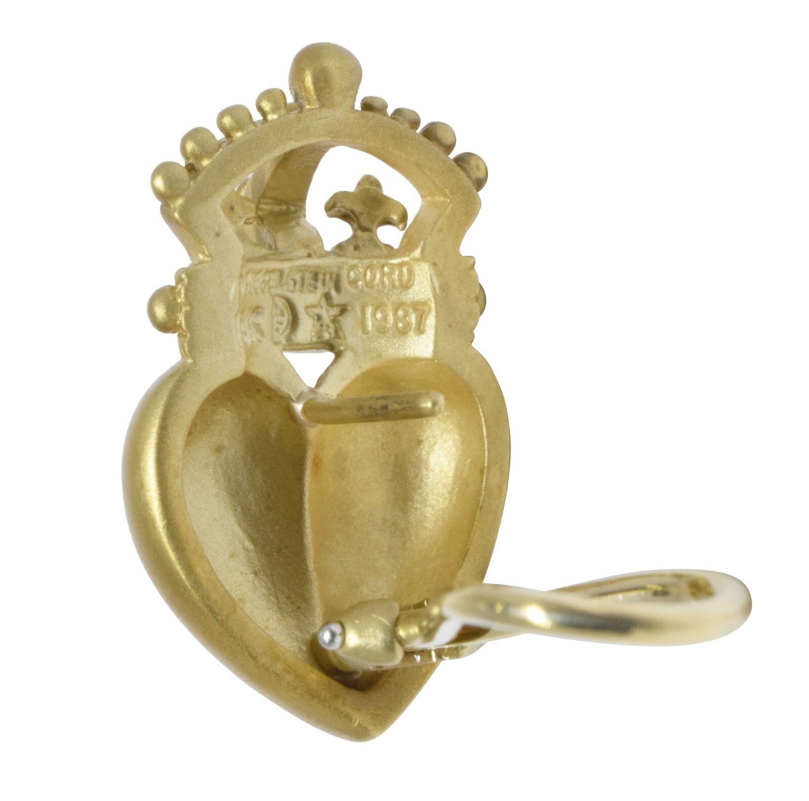 Kieselstein Cord Iconic Heart & Crown 18k Yellow Gold Earrings 1987