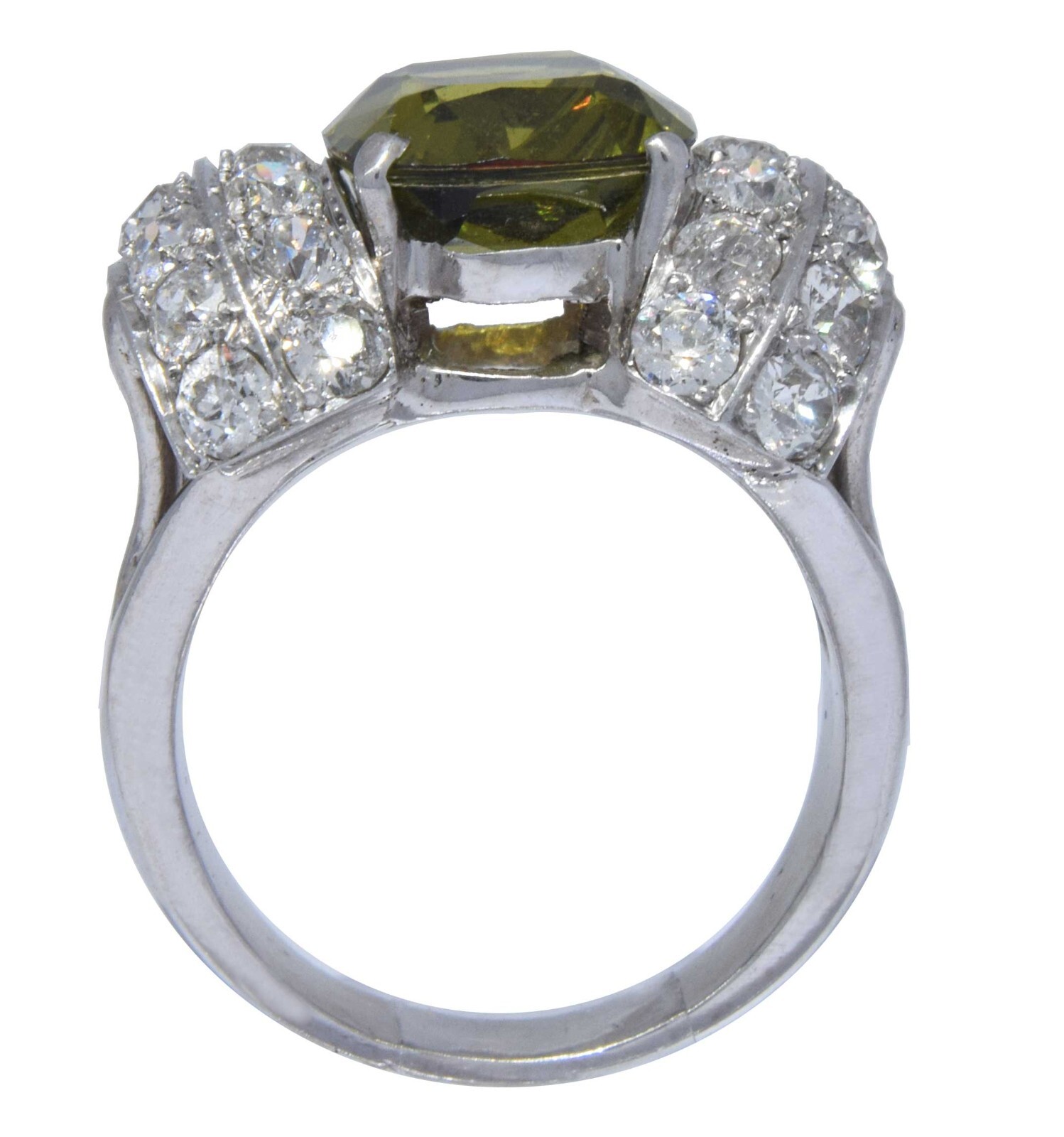 Ladies 14K White Gold Diamond & 5.50 Carat Peridot Ring