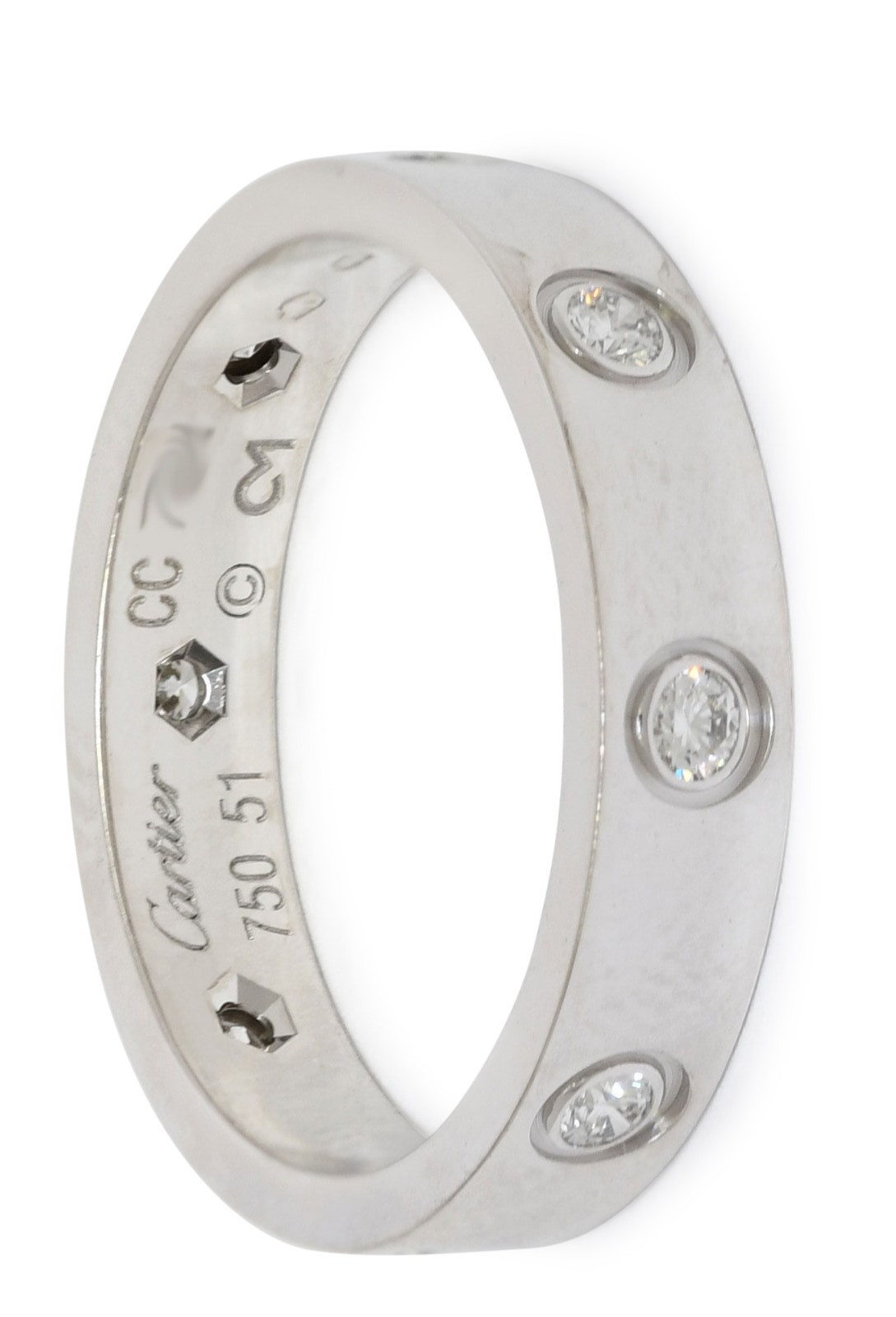 Cartier Love Ring 8 Diamonds 18k White Gold Small Band Size 51 B4050651 Cartier Love Ring 8 Diamonds 18k White Gold Small Band Size 51 B4050651