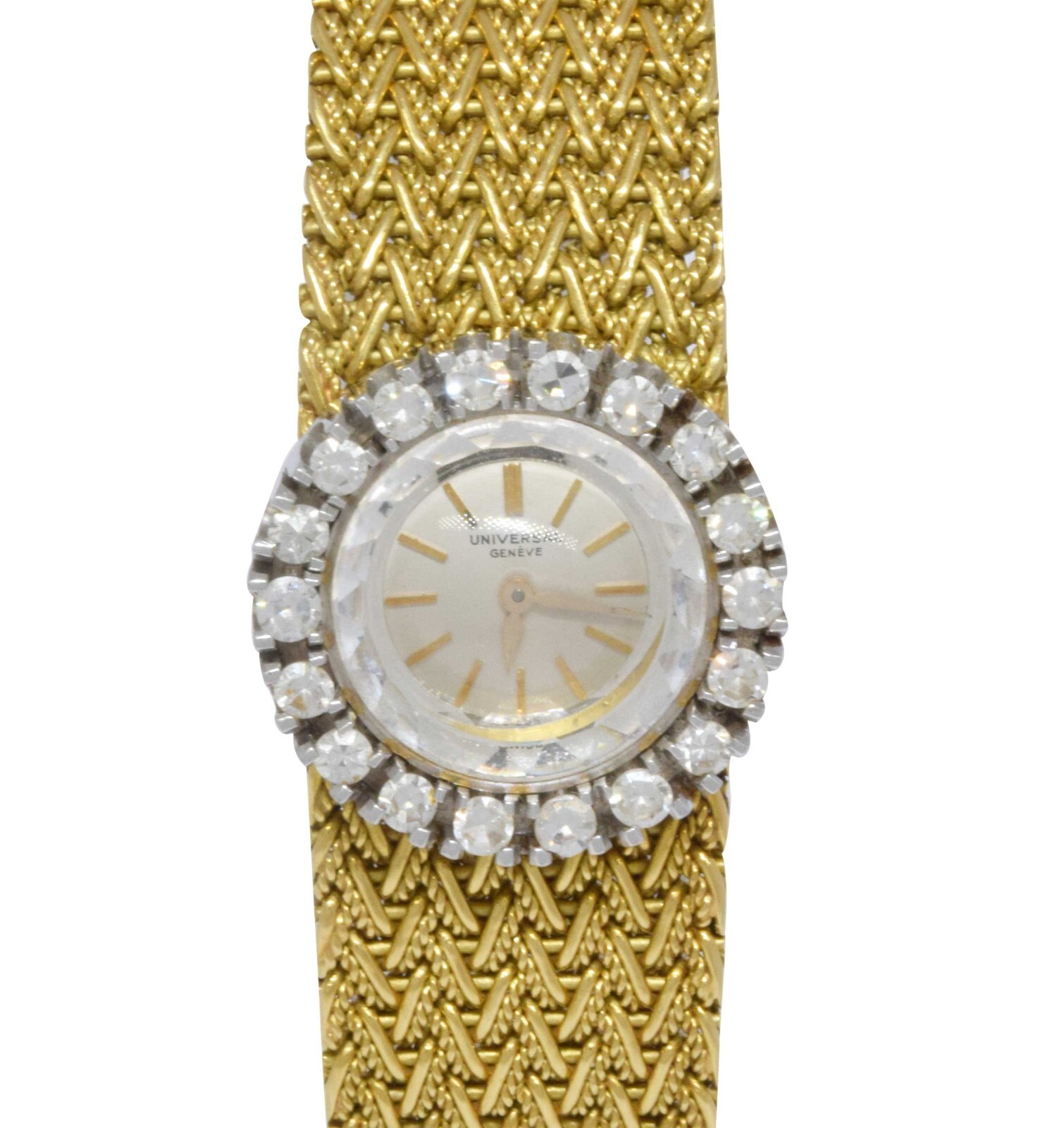 Universal Geneve Vintage 18k Yellow Gold Diamond Ladies 20mm Manual Dress Watch