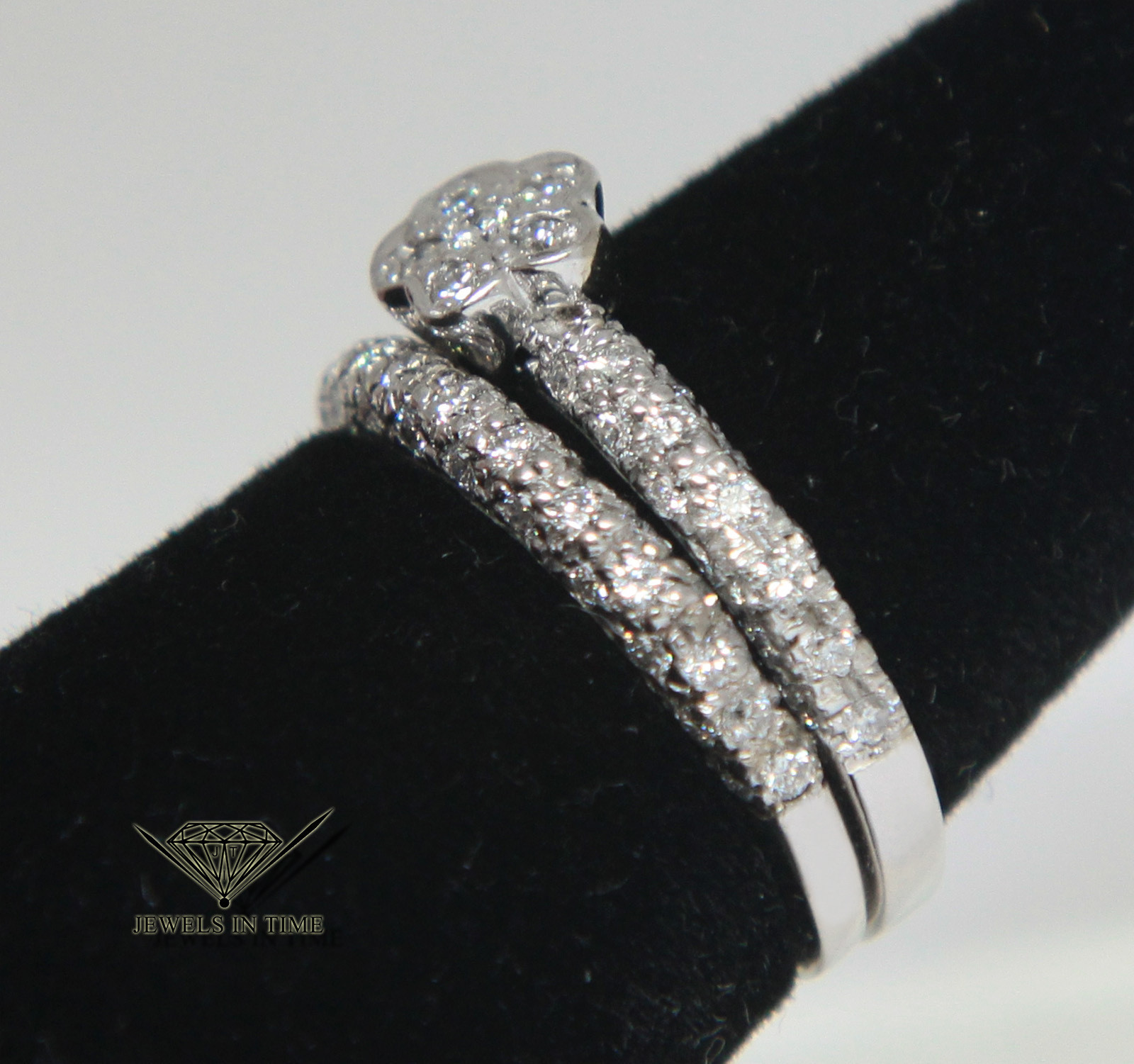 0.90 Carat Pave Diamond & 14k White Gold Ring Size 5.5