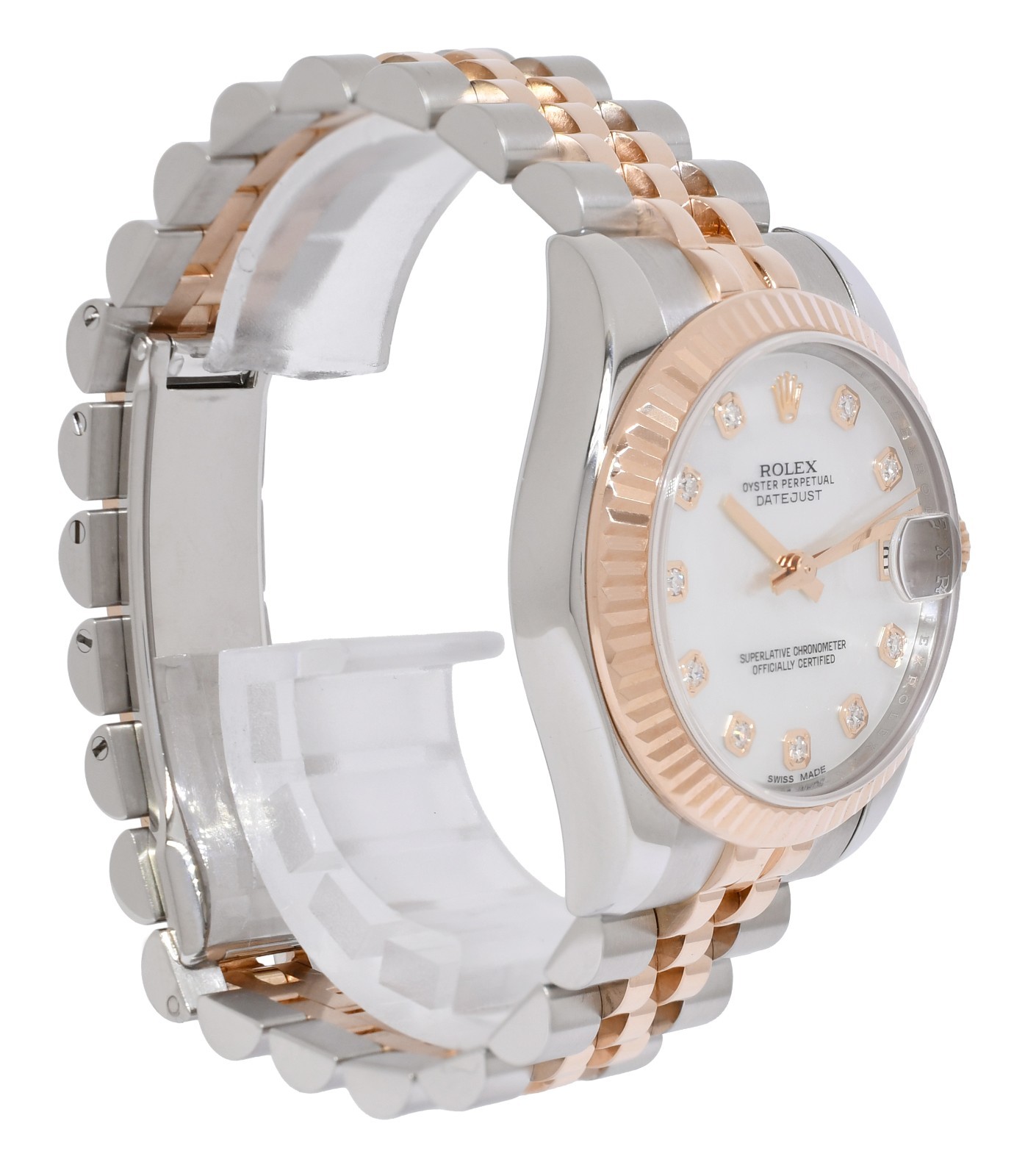 Rolex Datejust 18k Rose Gold/Steel MOP Diamond Dial Ladies 31mm Watch 178271