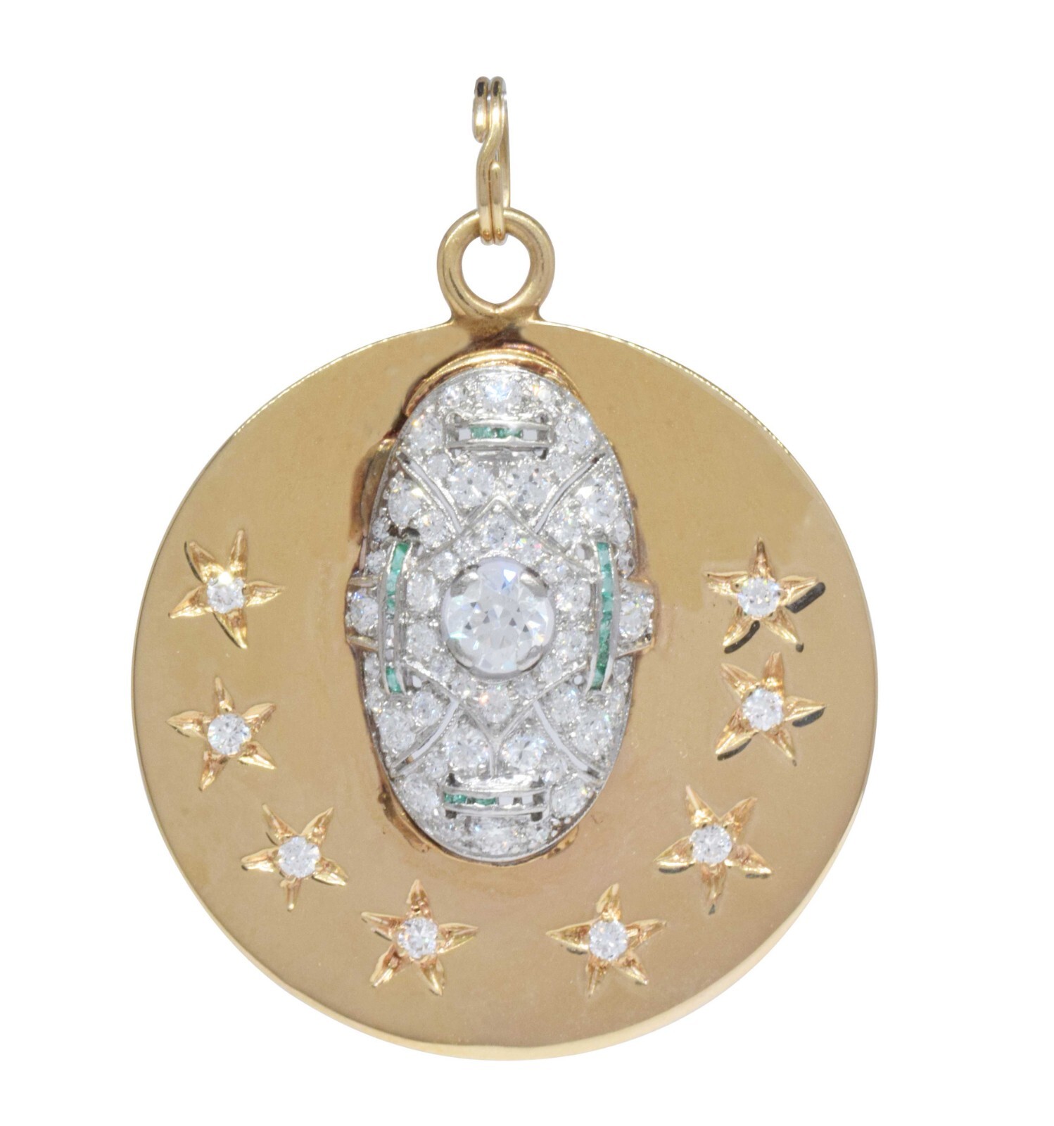 Custom Diamond/Emerald Yellow Gold/Platinum Pendant Custom Diamond/Emerald Yellow Gold/Platinum Pendant