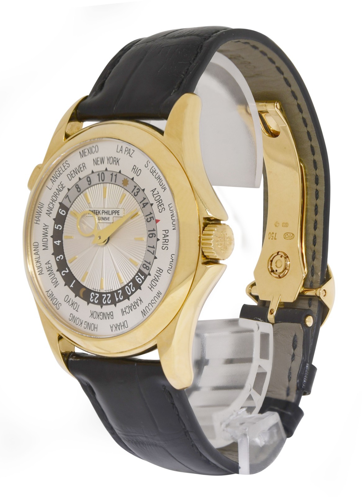 Patek Philippe World Time 5130 Yellow Gold Complications Mens 39.5mm Watch 5130J