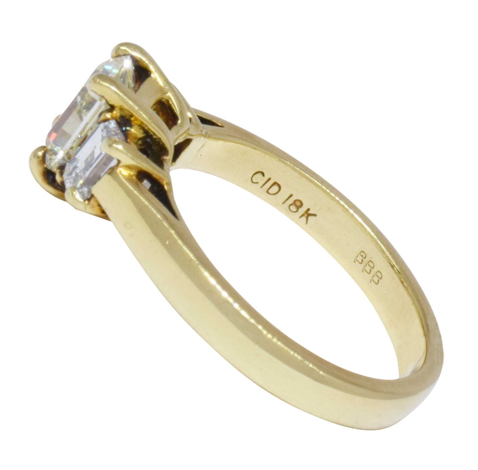 1.32 CT Cut Corner Rectangular 18K Gold & Diamond Ring GIA Fancy Light Yellow