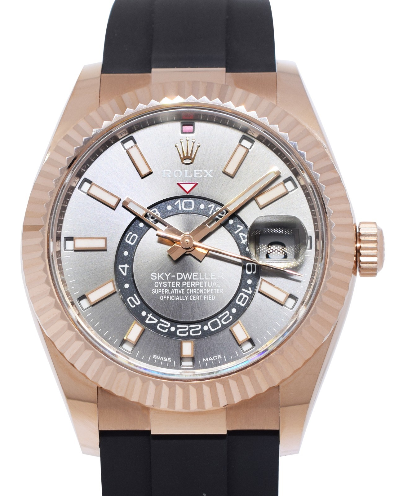 Rolex Sky-Dweller 18k Rose Gold Slate Oysterflex 42mm Watch B/P '24 326235 Rolex Sky-Dweller 18k Rose Gold Slate Oysterflex 42mm Watch B/P '24 326235
