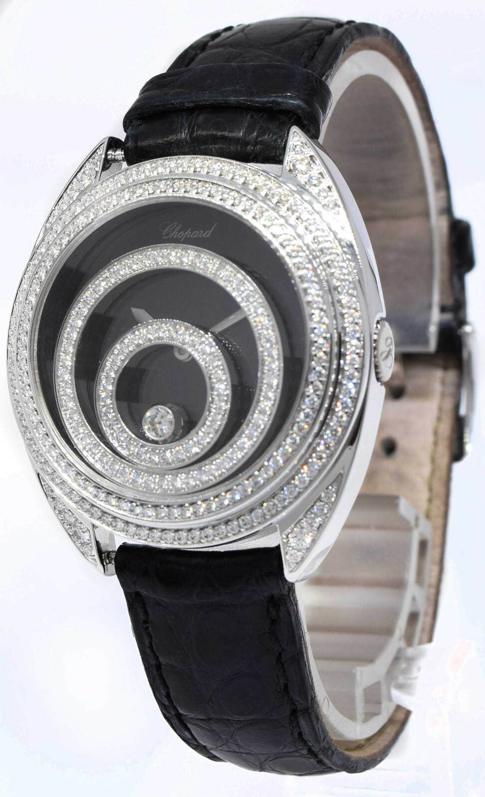 Chopard Happy Spirit 18K WG Black Dial w/ Diamond Ladies 32mm Watch 20/7061-20
