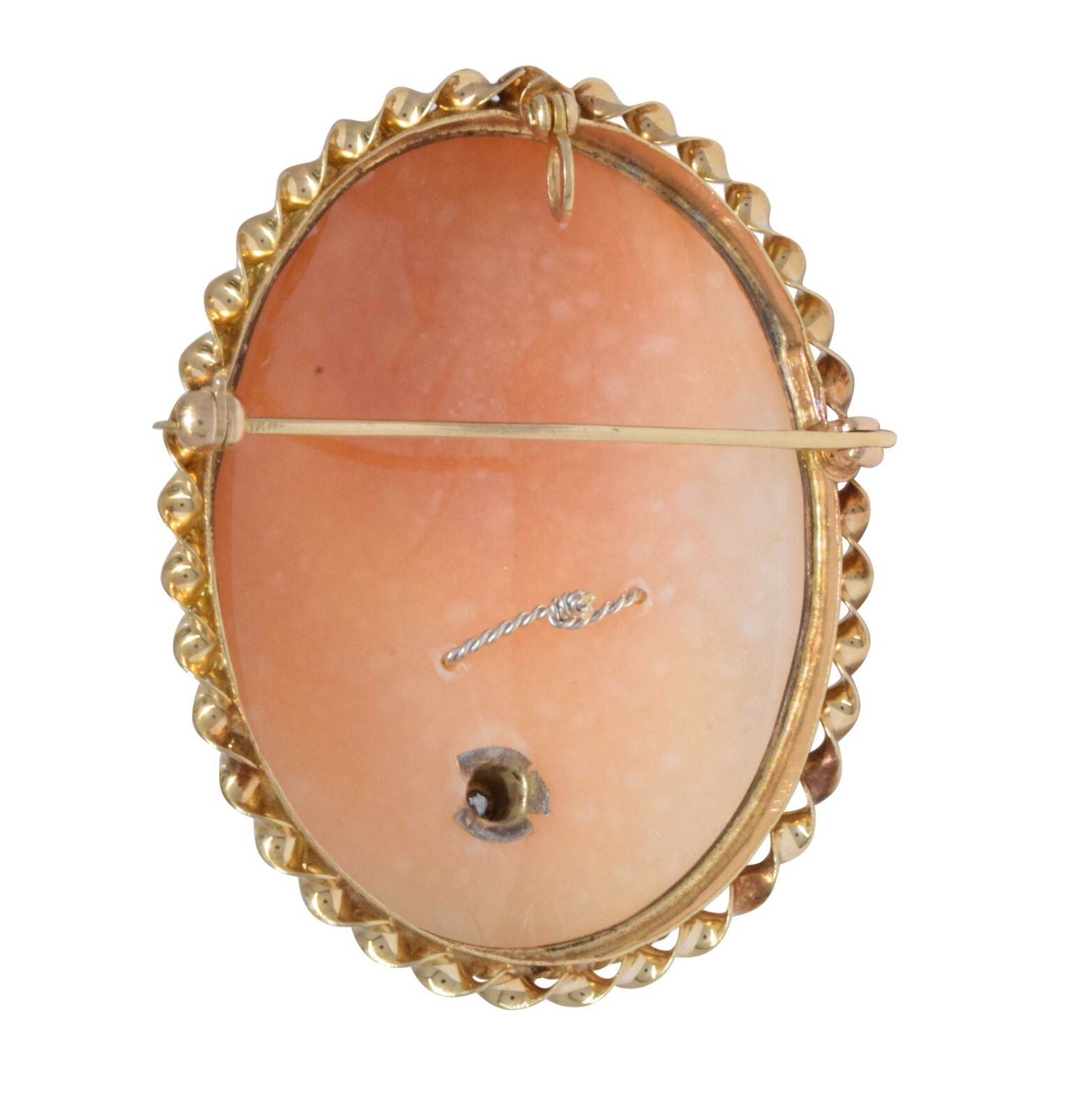 14k Yellow Gold Cameo Brooch Pin with Sparkling Diamond
