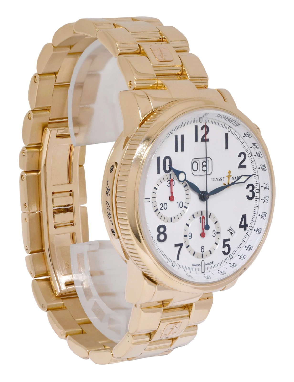 Ulysse Nardin Marine Annual Chronograph 18k Rose Gold 40mm Watch B/P 516-22