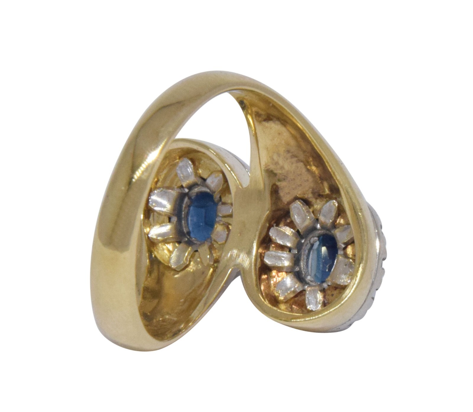 Bypass Sapphire & Diamond 18k Yellow Gold Ladies Ring Size 7