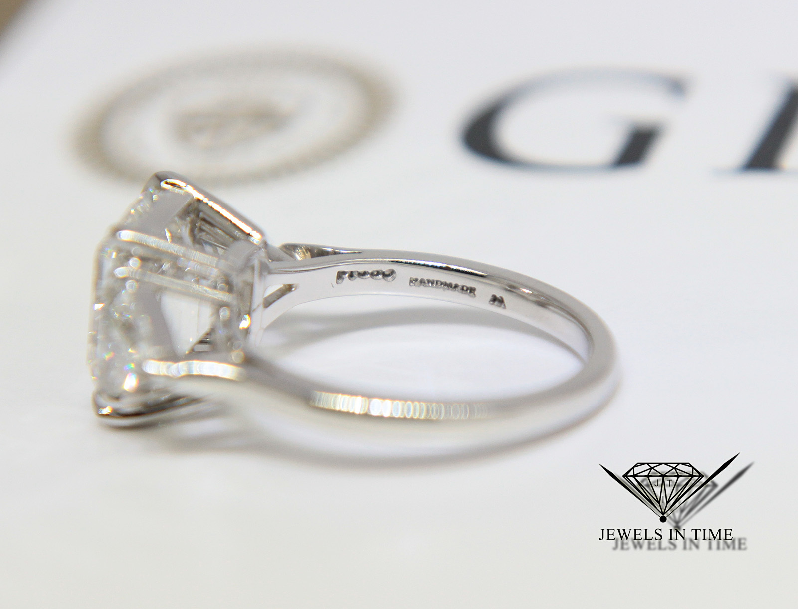 4.18 Carat Emerald Cut Diamond Platinum Ring GIA BRAND NEW