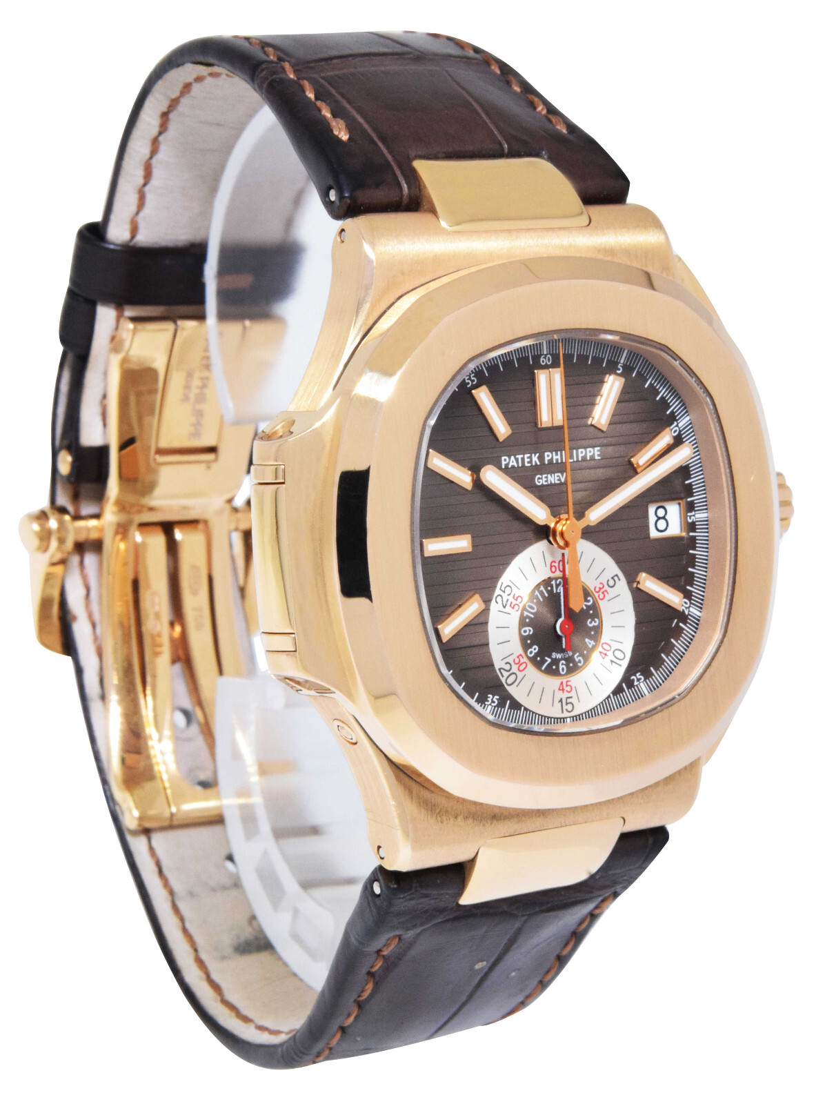 Patek Philippe 5980 Nautilus Chronograph 18k Re Gold Chocolate B/Ps '10 5980R
