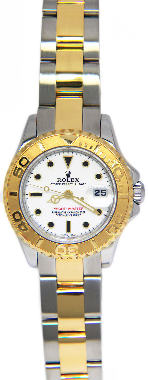 Rolex Yacht-Master 18k Yellow Gold/Steel White Dial Ladies 29mm Watch A 169623