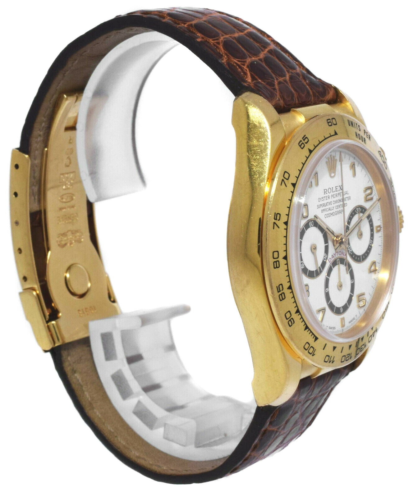 Rolex Daytona Chronograph 18k YG White Dial Leather strap Watch Box  N 16518