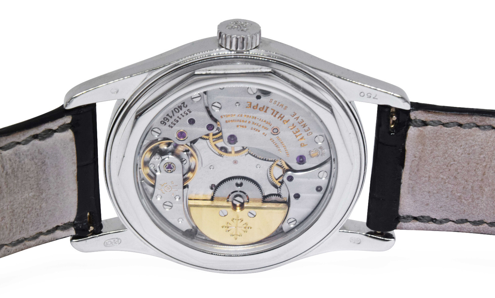 Patek Philippe Calatrava 6000 18k White Gold Black Dial Mens 37mm Watch BP 6000G