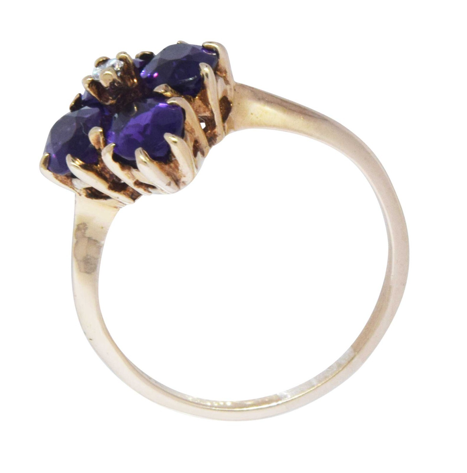 Ladies 14k Yellow Gold Diamond & Amethyst Ring 9.5