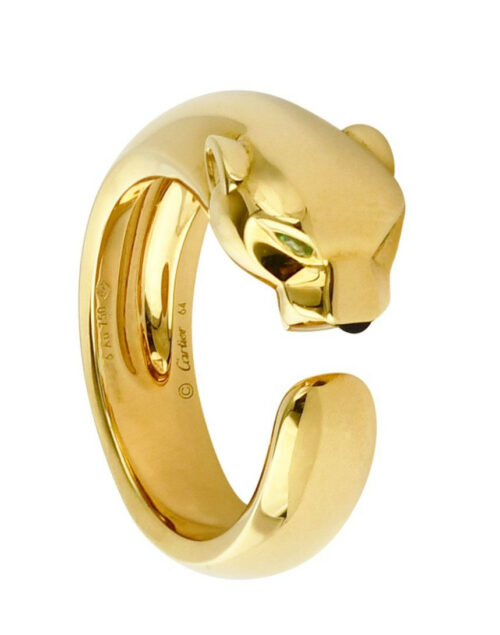 Cartier Panthere Ring 18k Yellow Gold Tsavorite Onyx Size 64 B/P '21 B4085964