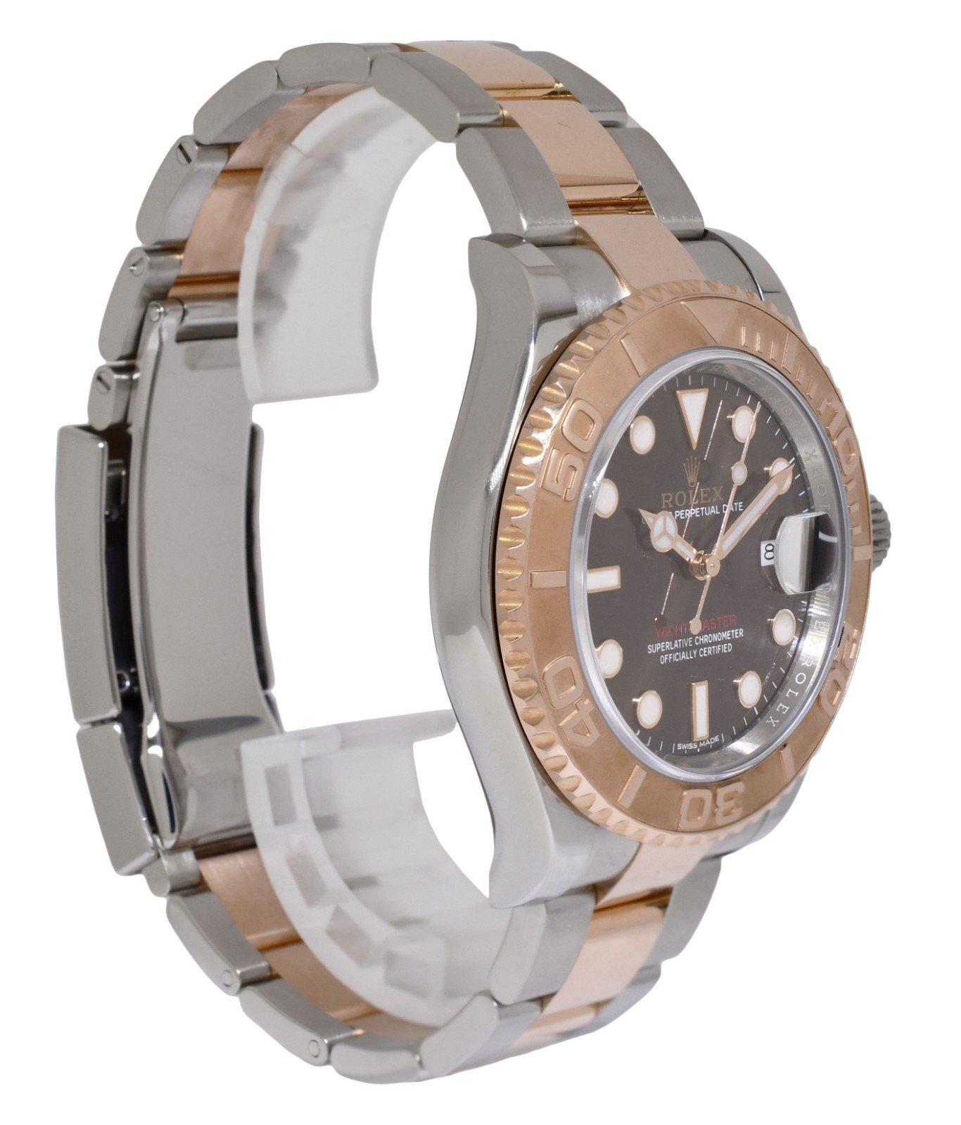 Rolex Yacht-Master 18k RG/Steel Chocolate Dial Mens 40mm Watch 116621