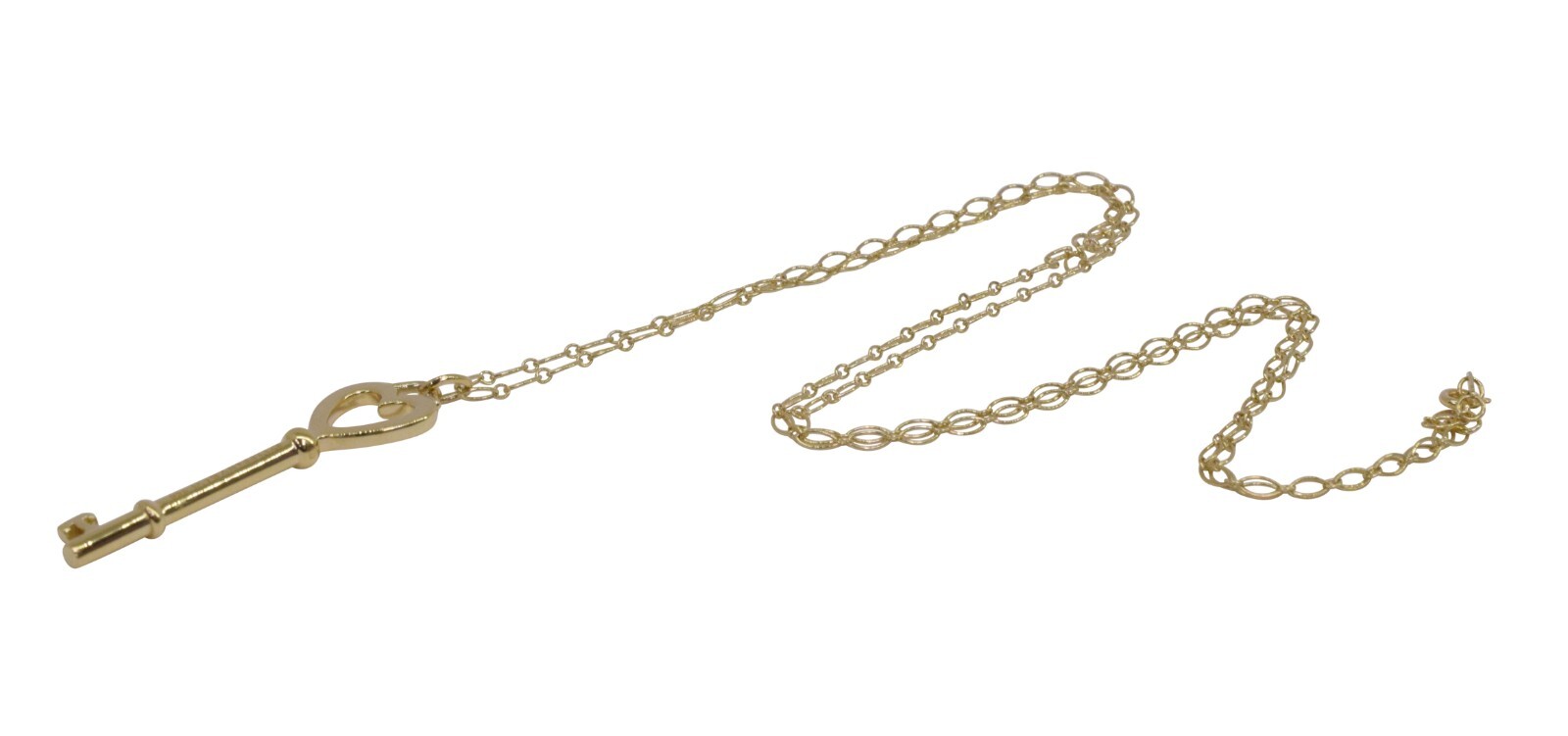 Tiffany & Co. Heart Key 18k Yellow Gold Pendant Long Chain Necklace 31"