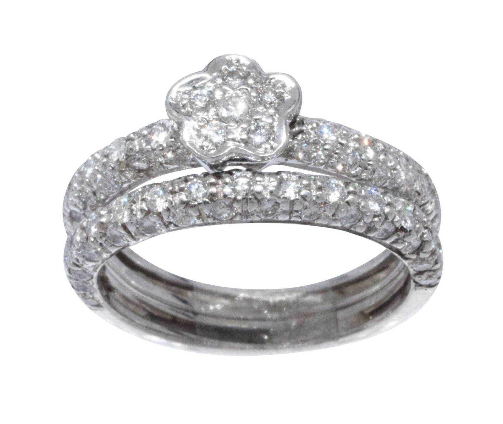 0.90 Carat Pave Diamond & 14k White Gold Ring Size 5.5