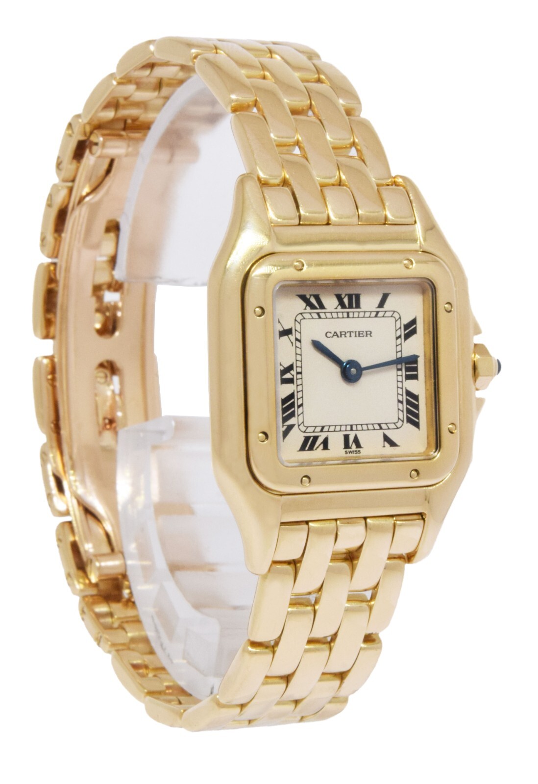 Cartier Panthere Small 18k Yellow Gold Silver Dial Ladies 22mm Quartz Watch