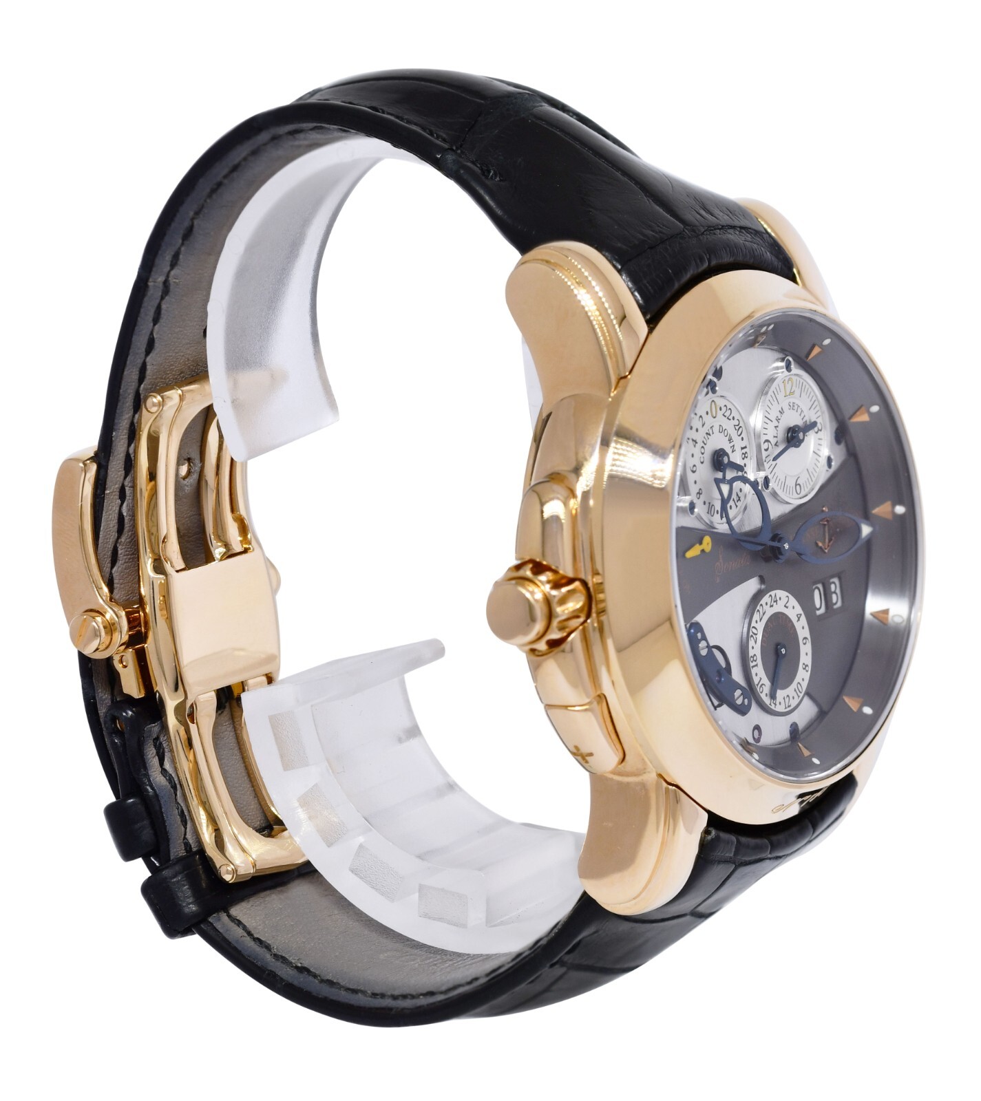 Ulysse Nardin Sonata Cathedral 18k Rose Gold Dual Time Alarm 42mm Watch 676-88