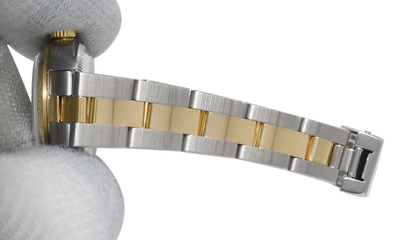 Rolex Oyster Perpetual 18k Yellow Gold/Steel Silver Dial 24mm Watch K 76183