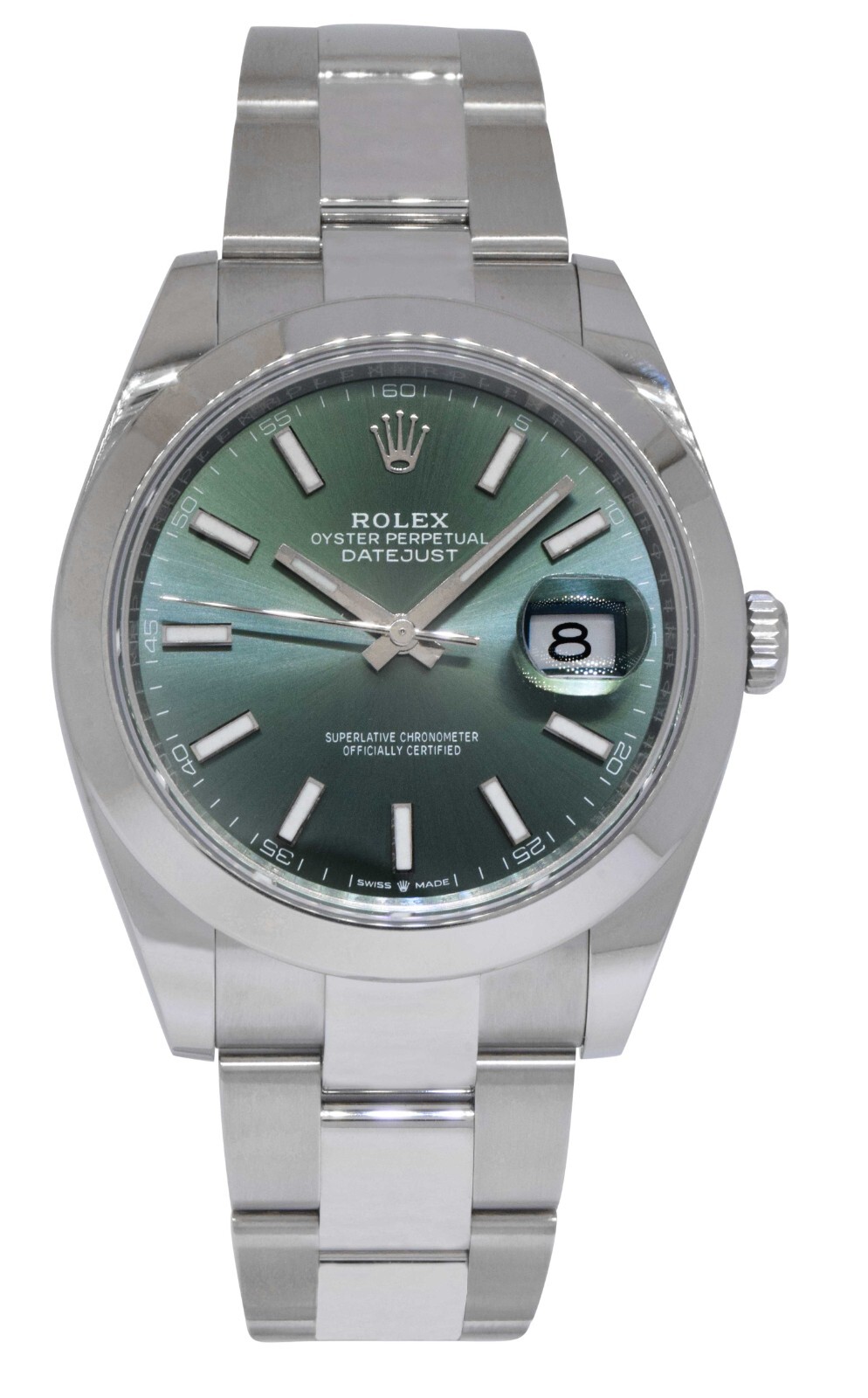 NEW Rolex Datejust 41 Steel Mint Green Dial Mens Oyster Watch B/P '25 126300