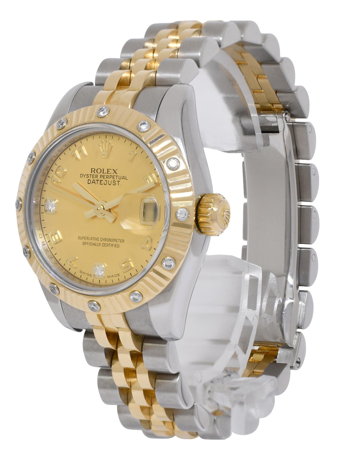 Rolex Datejust 18k Yellow Gold/Steel Diamond Dial/Bezel 26mm Watch D 179313