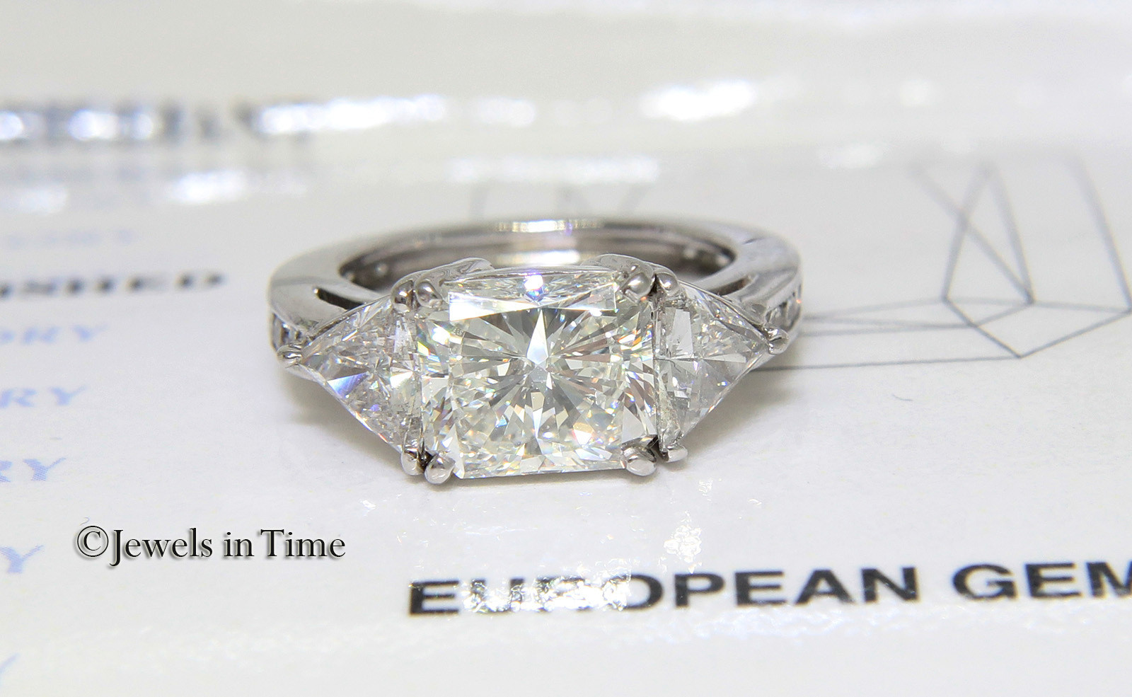 3.67 Carat Diamond Platinum Ladies Ring Size 6.5 + EGL Certificate