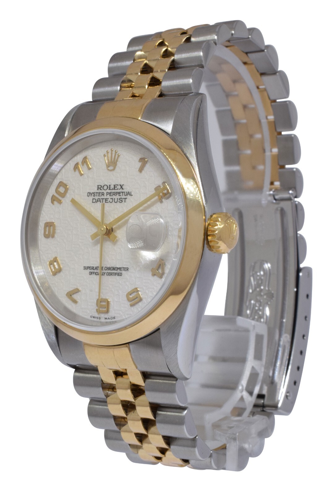 Rolex Datejust 18k Yellow Gold/Steel Silver Jubilee Dial Mens 36mm Watch U 16203