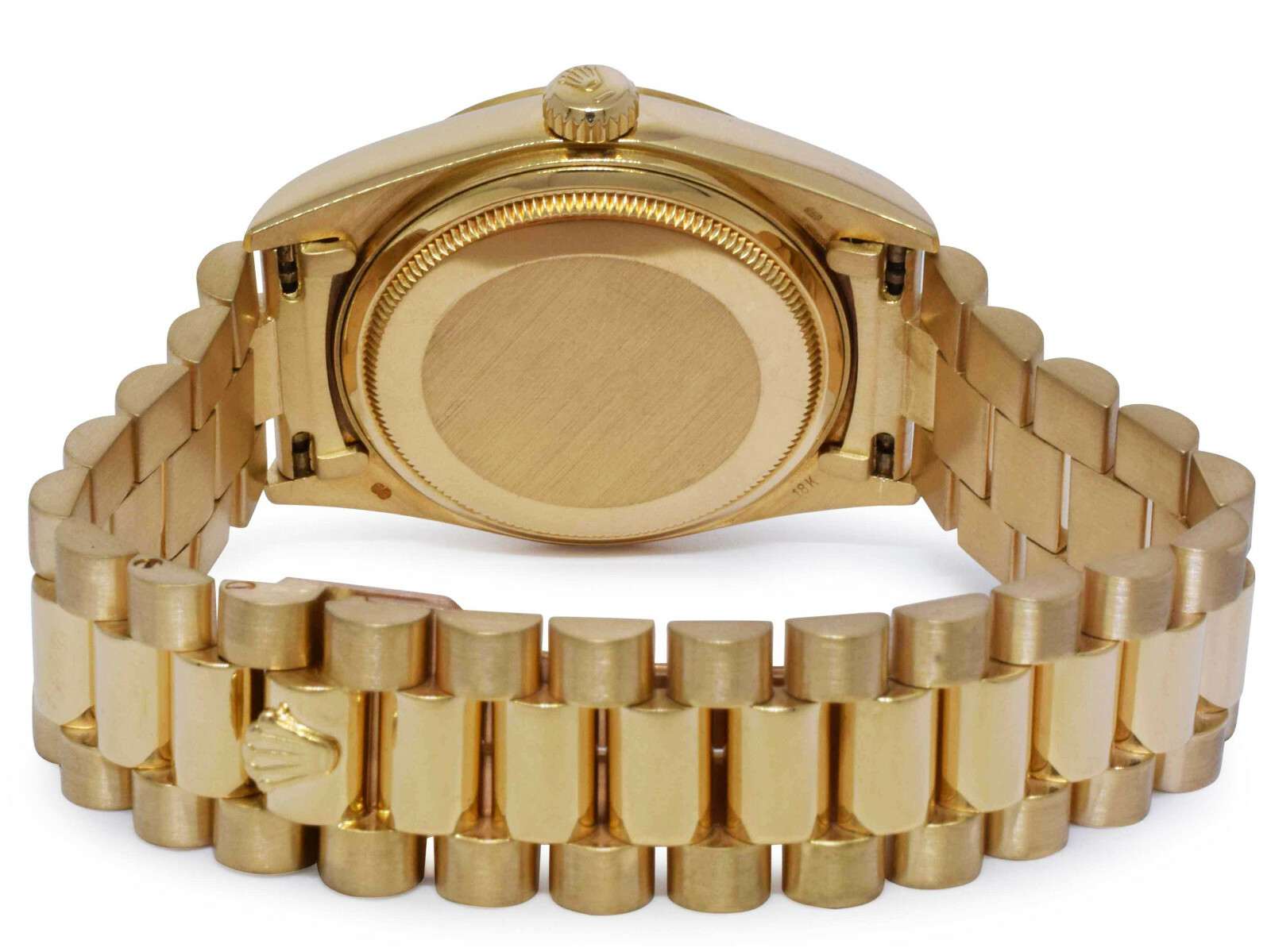 Rolex Day-Date President 18k Yellow Gold Silver Tapestry Dial 36mm Watch R 18038