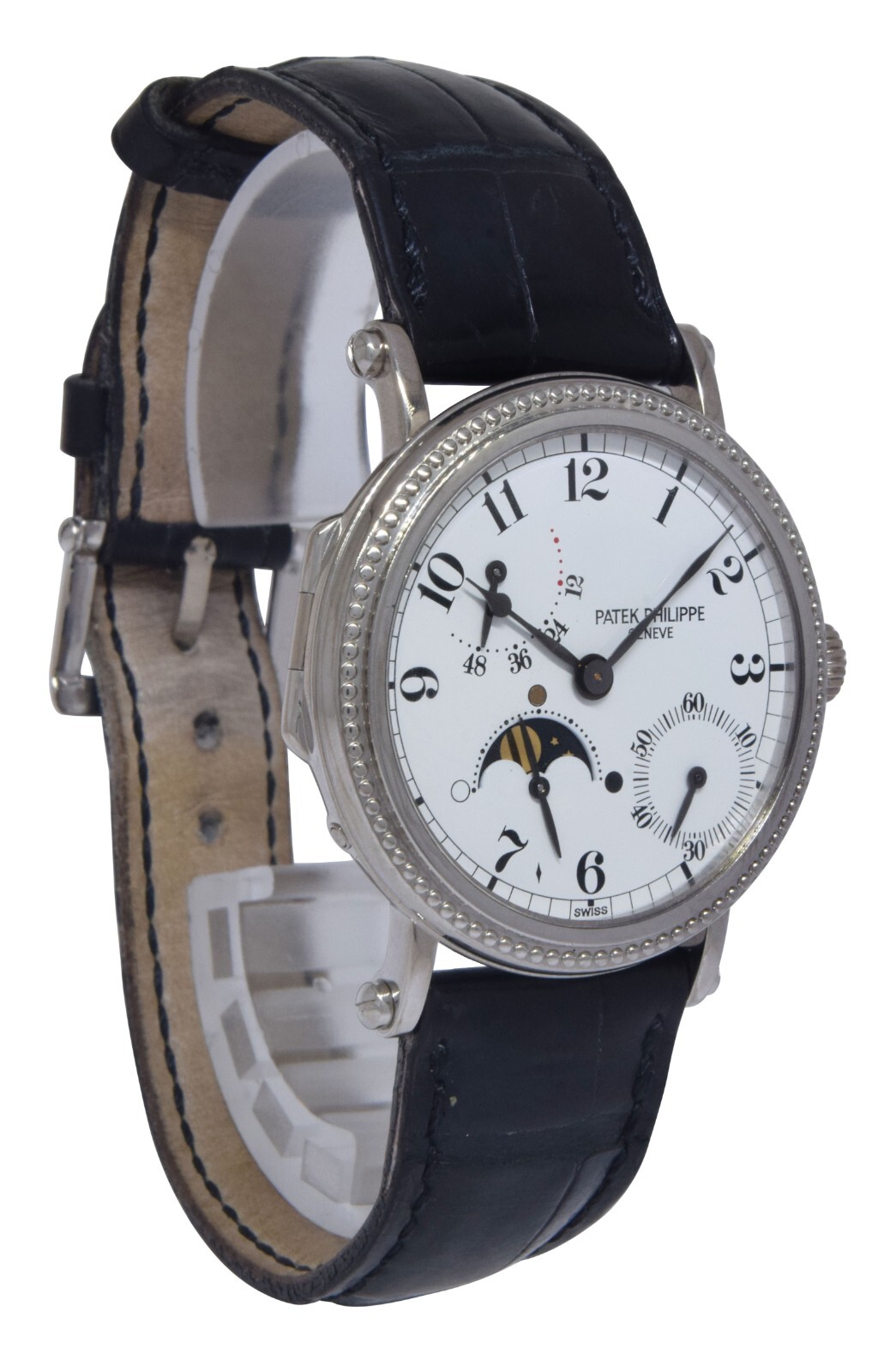 Patek Philippe 5015 Complications 18k White Gold Mens 35mm Watch 5015G