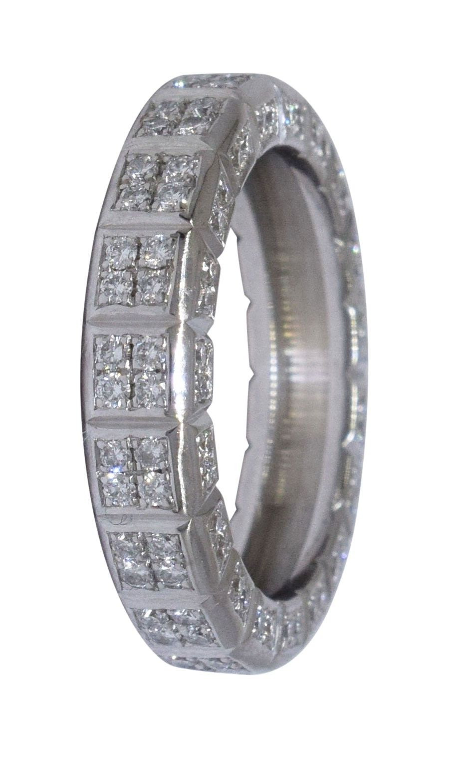 Chopard Ice Cube 18k White Gold Micro-Pave 1.52ct Diamond Ring Size 5.25