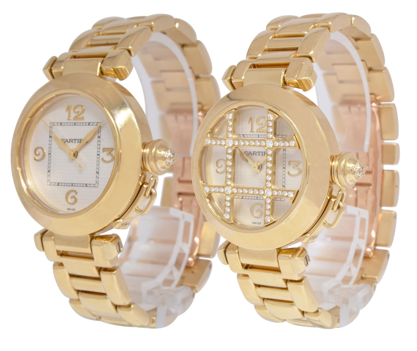 Cartier Pasha 18k Yellow Gold Diamond Grid Ladies 32mm Watch WJ1013H9 2399