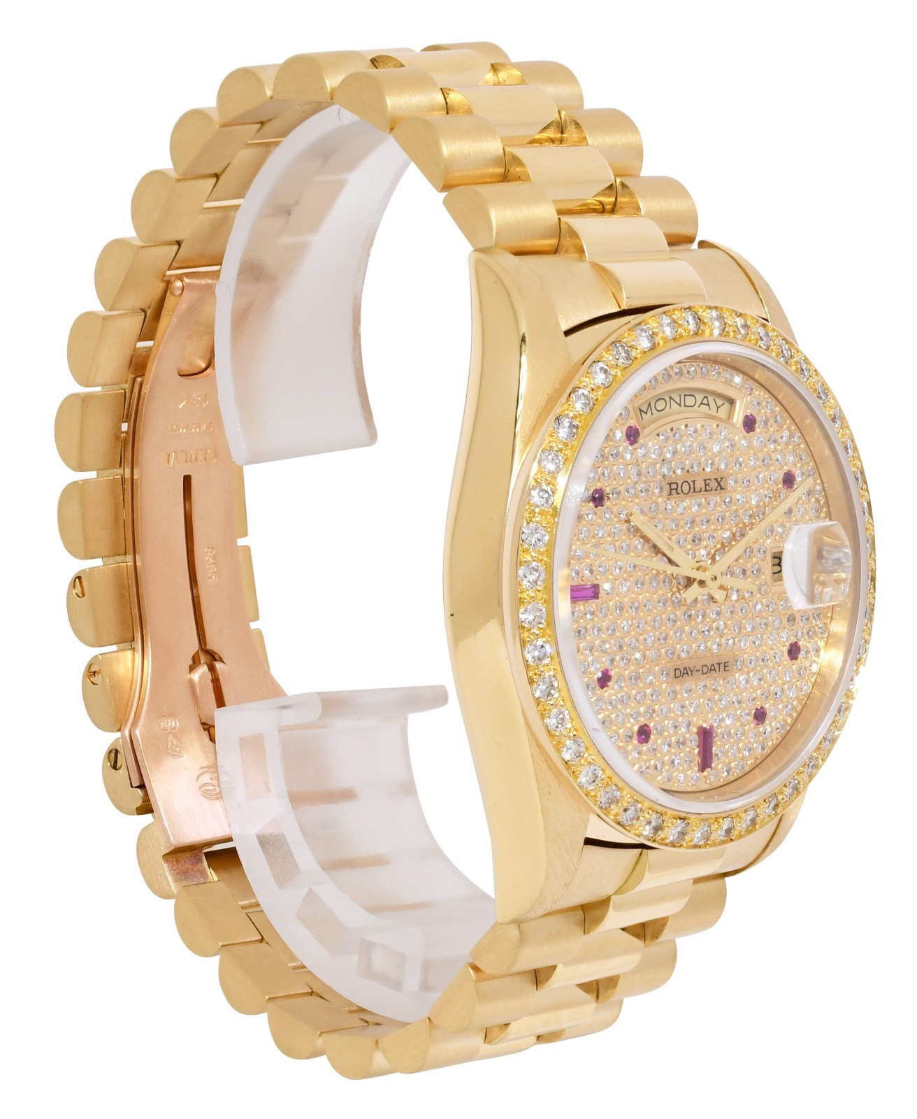 Rolex Day-Date President 18k Yellow Gold Diamond/Ruby Dial 36mm Watch R 18238