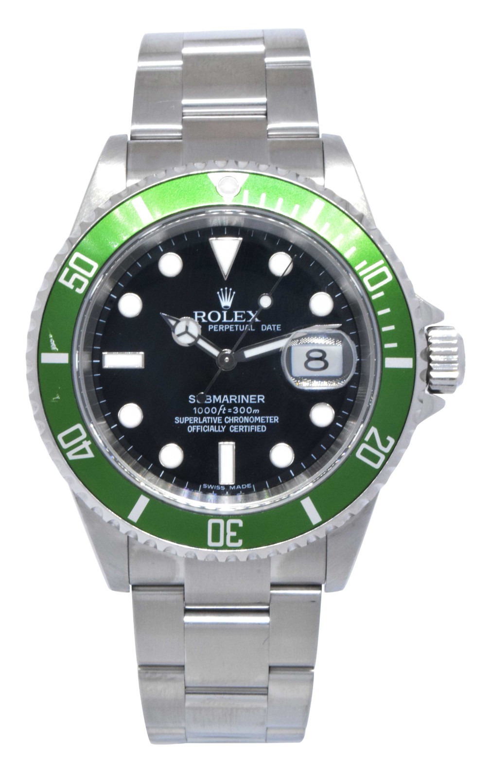 Rolex Submariner Date Kermit Green Bezel Steel Mens Automatic Watch Z 16610