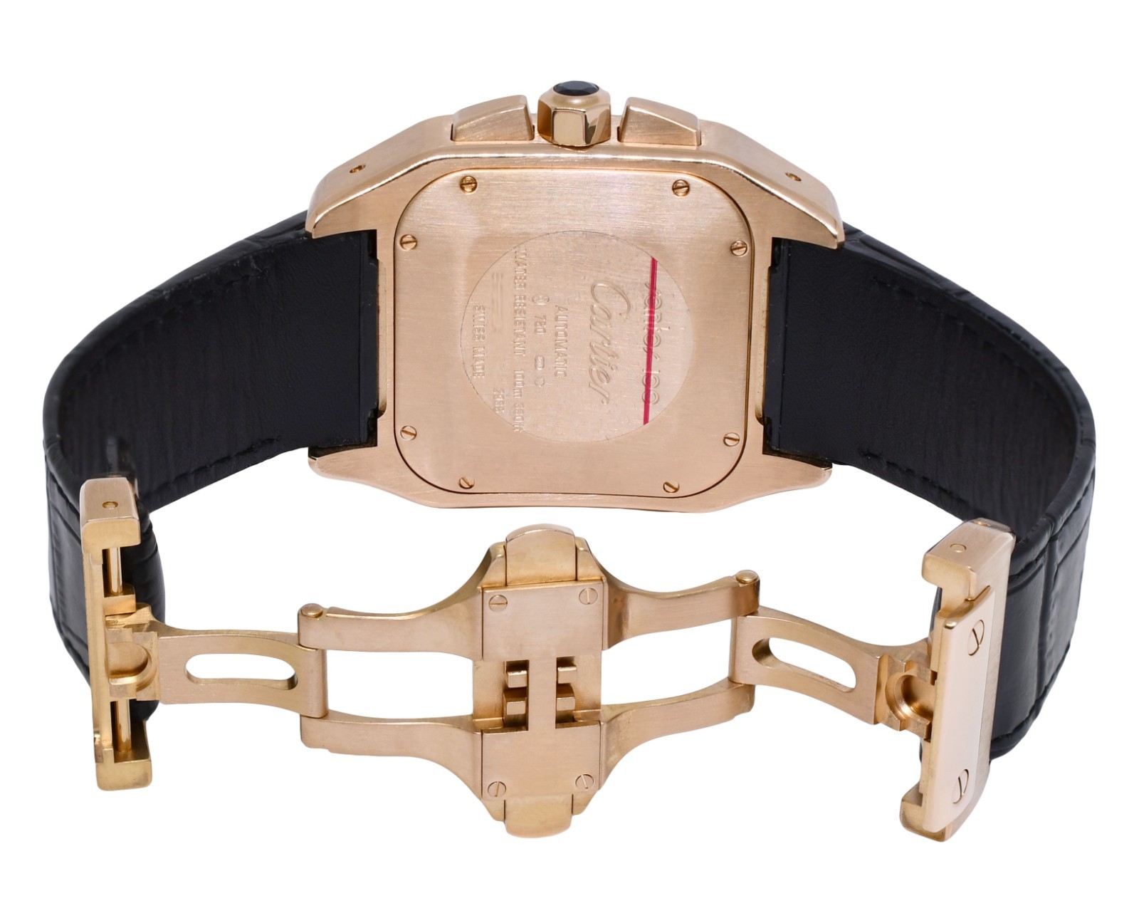Cartier Santos 100 XL Chronograph 18k Rose Gold Mens 41mm Watch W20131Y1 2935