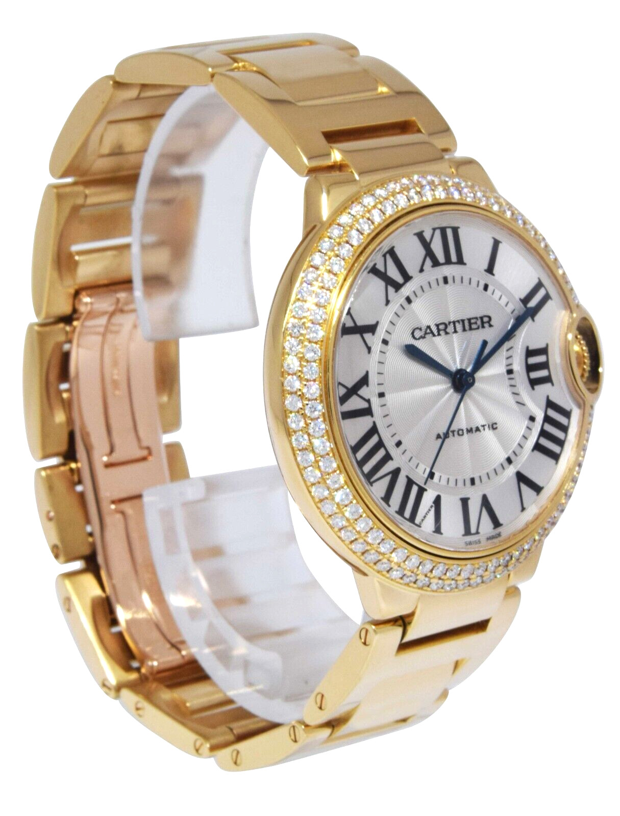 Cartier Ballon Bleu 36mm 18k Yellow Gold Diamond Bezel Watch +Box WE9004Z3 3002