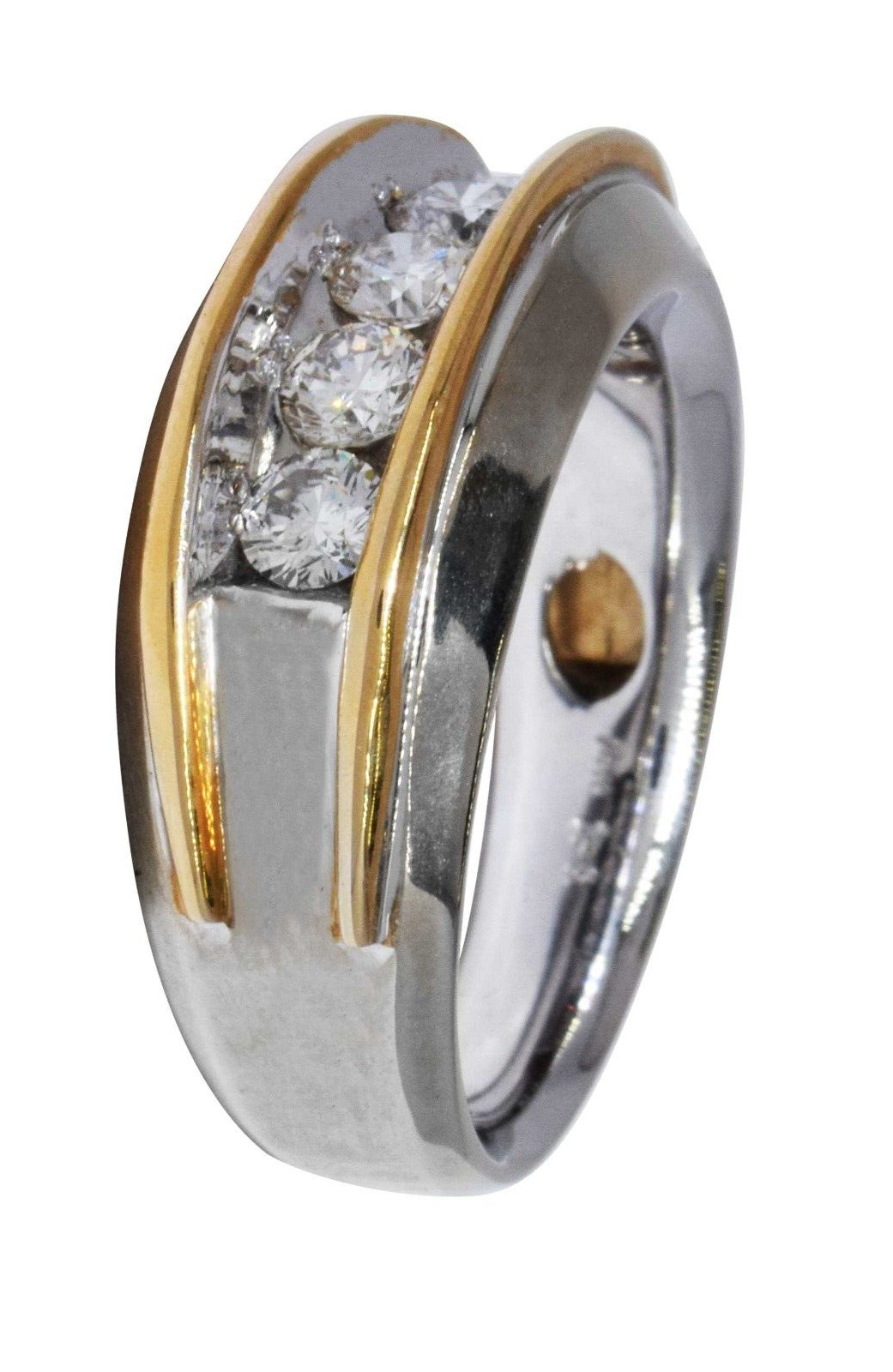 Men's 14K Yellow & White Gold Diamond Ring 10.5